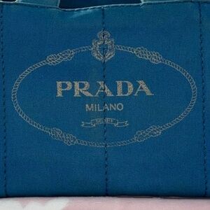 Prada Blue Canapa Large Tote